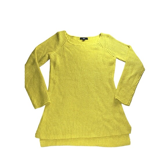 Mossimo Women’s Mustard Scoop Neck Sweater Hi Low Hem Medium Cozy Casual - Picture 1 of 7